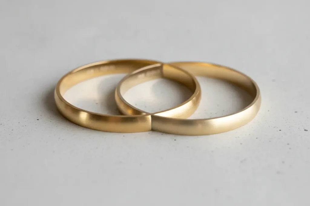 Comparação de braceletes feitos em ouro 18k e 10k