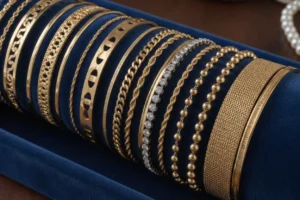Modelos variados de braceletes elegantes de ouro