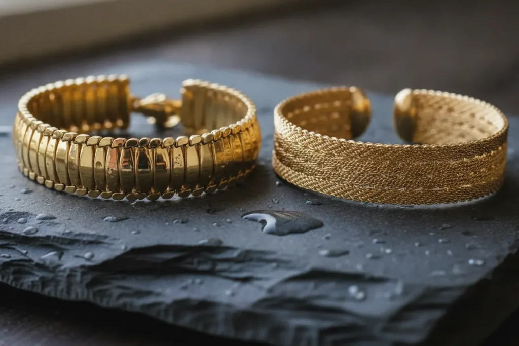 Pulseiras masculinas de ouro Piastrine e Português